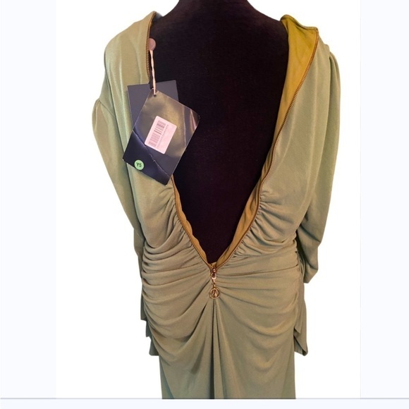 Roberto Cavalli (Class) olive green dress gold snake zipper limited edition - Picture 15 of 16